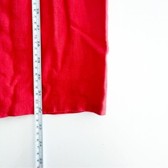 Pepaloves Dress Red Shift Short Sleeves Ramie Cotton Women's M - Picture 6 of 6